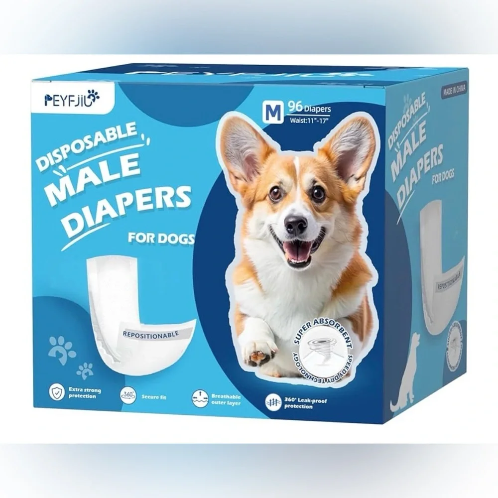 XL Disposable Male Dog Diapers - White